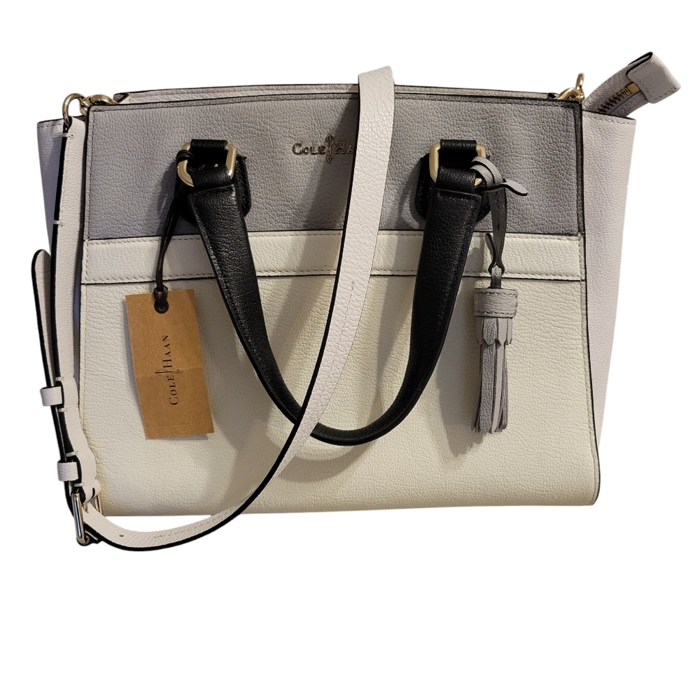 Cole Haan Berkeley Satchel Ivory Blue Purse